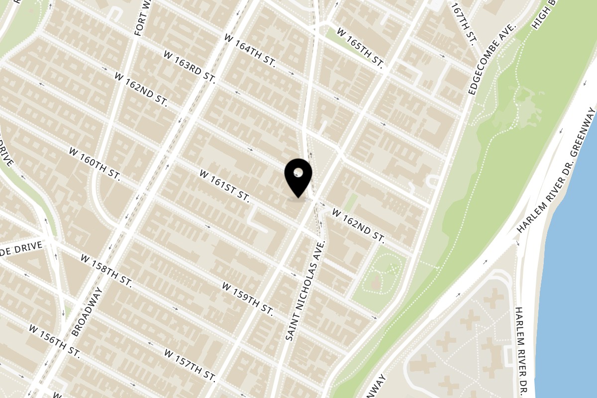 Map showing the location of N&M's Pizza Bar on 2048 Amsterdam Ave in New York
